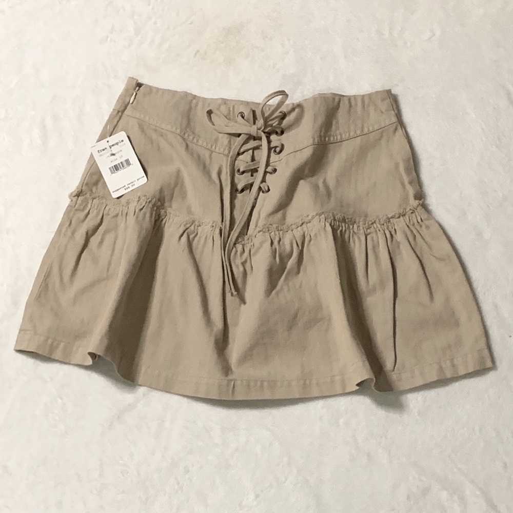 Free People Lace Up Denim Mini Skirt